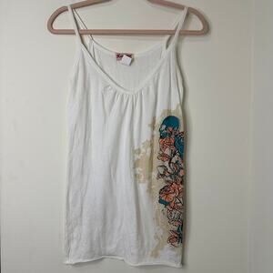 Sm Y2K VTG Havana Tank Top Skull Floral Graphic Grunge Skater Indie Sleaze Fairy